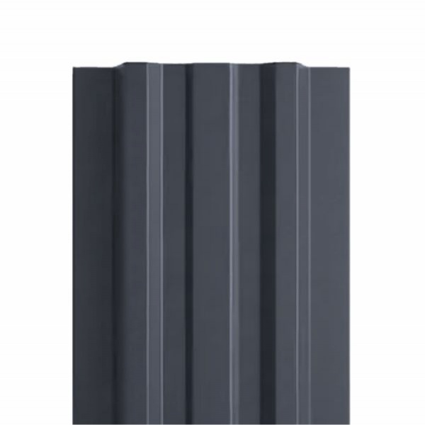 Штакетник металлический TRAPEZE, 0,45 мм, цвет RAL 7024, двухсторонний окрас, верх прямой