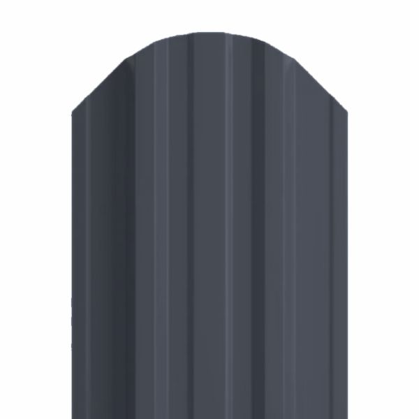 Штакетник металлический TRAPEZE, 0,45 мм, цвет RAL 7024, односторонний окрас, верх фигурный