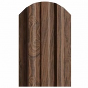 Штакетник металлический LANE, 0,5 мм, цвет Мореный дуб матовый, односторонний окрас, верх фигурный