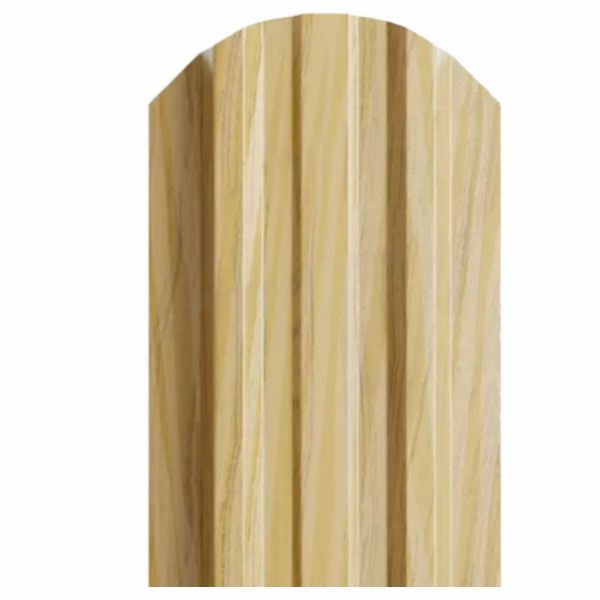 Штакетник металлический LANE, 0,5 мм, цвет Золотой дуб, односторонний окрас, верх фигурный