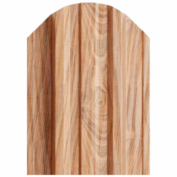 Штакетник металлический TRAPEZE, 0,5 мм, цвет Кедр, односторонний окрас, верх фигурный