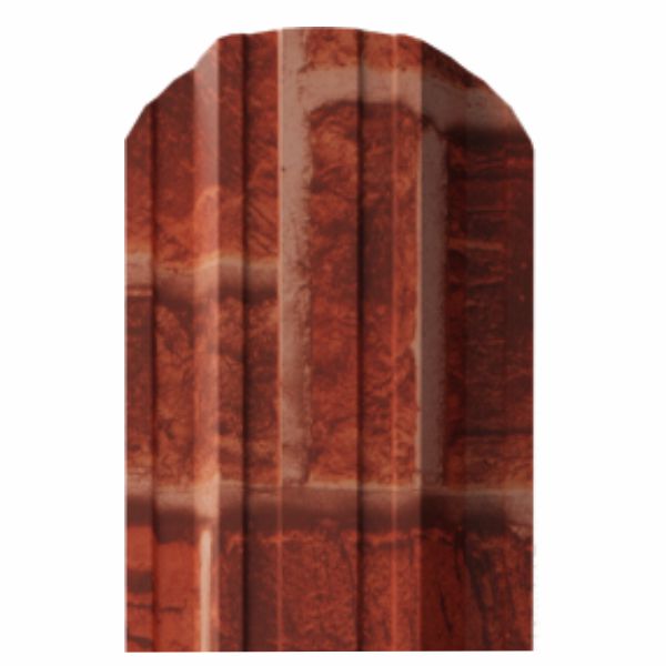 Штакетник металлический Plaza (125 мм), 0,45 мм, Кирпич, верх фигурный