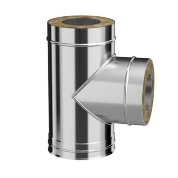 Сэндвич-тройник 90 Ø115/200, нержавейка 0,8 мм/ нержавейка 0,5 мм (ОГНИС)