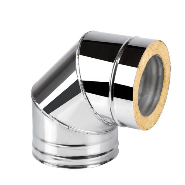 Сэндвич-отвод 90 Ø120/200, нержавейка 0,8 мм/ нержавейка 0,5 мм (ОГНИС)