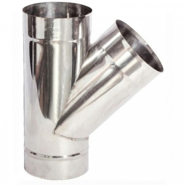 Тройник угол 135 градусов Ø150 , нержавеющая сталь 0,5 мм (ОГНИС)