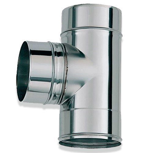 Тройник угол 90 градусов Ø115 (90) , нержавеющая сталь 0,5 мм (ОГНИС)